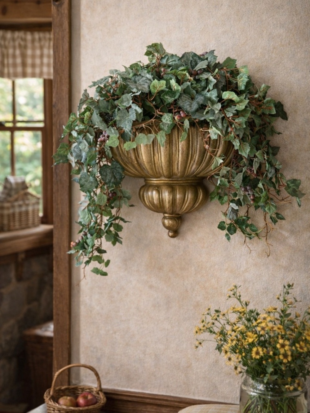 Vintage Faux Greenery Wall Hanging